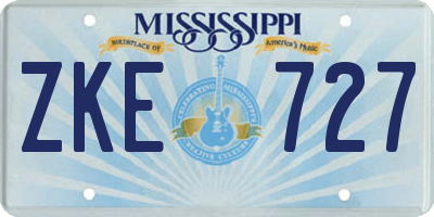 MS license plate ZKE727