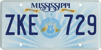 MS license plate ZKE729