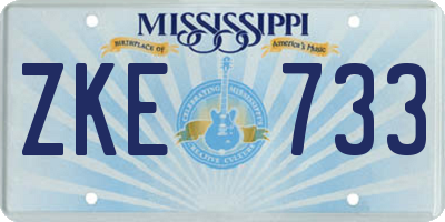 MS license plate ZKE733