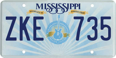 MS license plate ZKE735