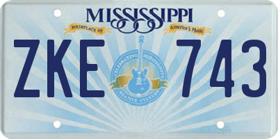 MS license plate ZKE743