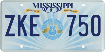 MS license plate ZKE750