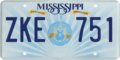 MS license plate ZKE751