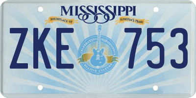 MS license plate ZKE753