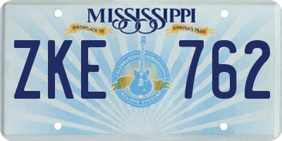 MS license plate ZKE762