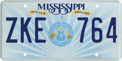 MS license plate ZKE764