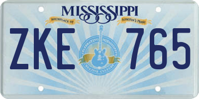 MS license plate ZKE765