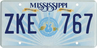 MS license plate ZKE767
