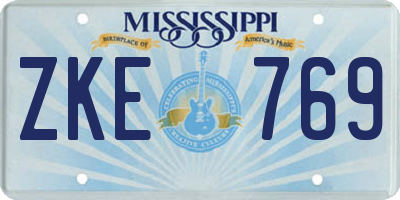 MS license plate ZKE769