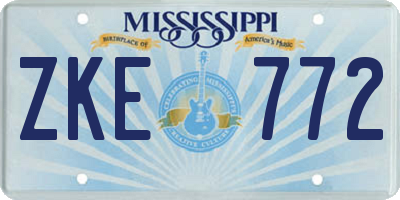 MS license plate ZKE772