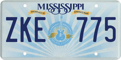 MS license plate ZKE775