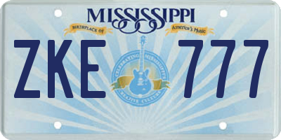 MS license plate ZKE777