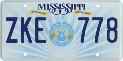MS license plate ZKE778