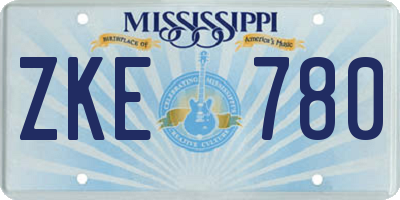 MS license plate ZKE780