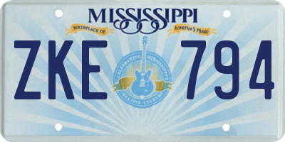 MS license plate ZKE794