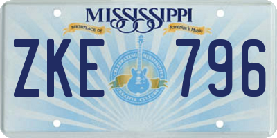 MS license plate ZKE796