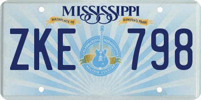 MS license plate ZKE798