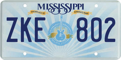 MS license plate ZKE802