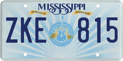 MS license plate ZKE815