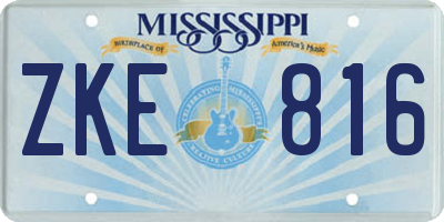 MS license plate ZKE816