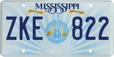 MS license plate ZKE822