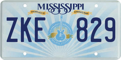 MS license plate ZKE829