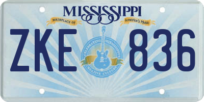MS license plate ZKE836