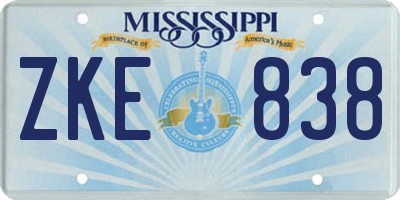 MS license plate ZKE838