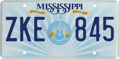 MS license plate ZKE845