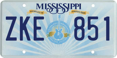 MS license plate ZKE851