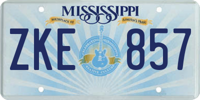 MS license plate ZKE857