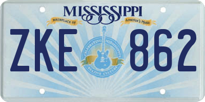 MS license plate ZKE862