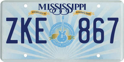 MS license plate ZKE867
