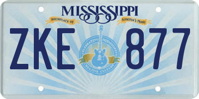 MS license plate ZKE877