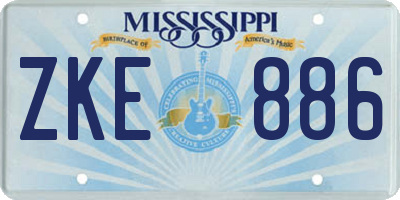 MS license plate ZKE886