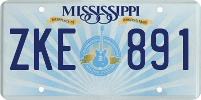MS license plate ZKE891