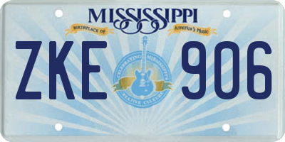 MS license plate ZKE906