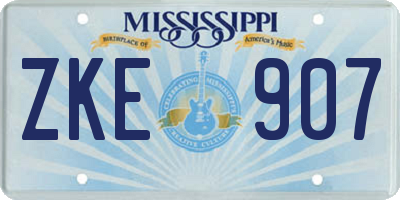 MS license plate ZKE907