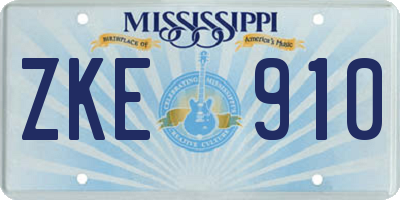 MS license plate ZKE910