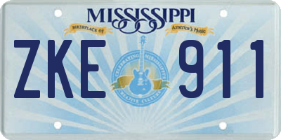MS license plate ZKE911