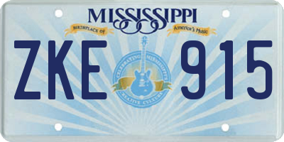 MS license plate ZKE915