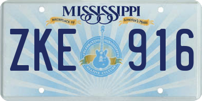 MS license plate ZKE916
