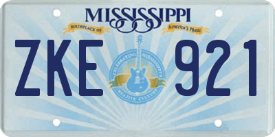 MS license plate ZKE921