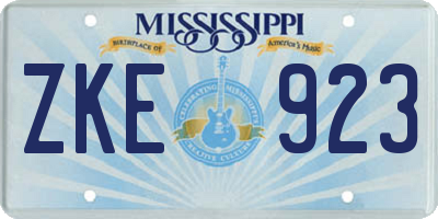 MS license plate ZKE923