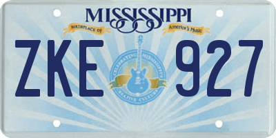 MS license plate ZKE927