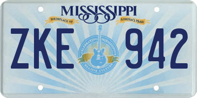 MS license plate ZKE942