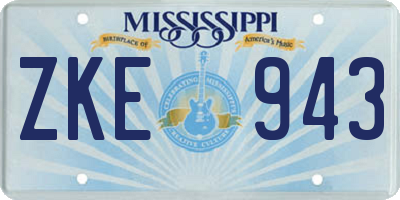 MS license plate ZKE943