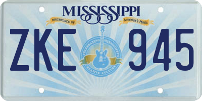 MS license plate ZKE945