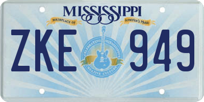 MS license plate ZKE949