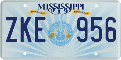 MS license plate ZKE956